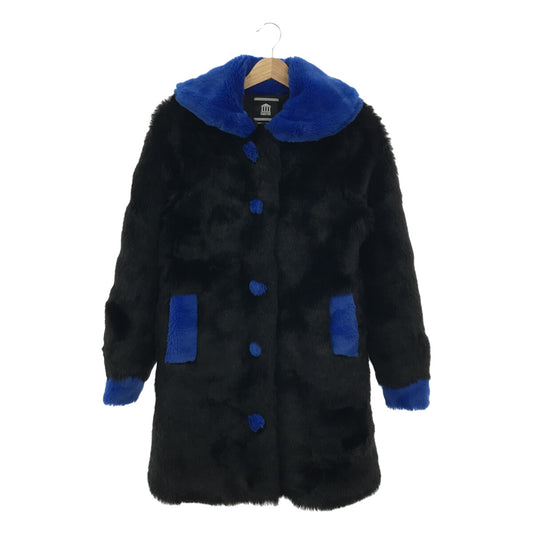 PAMEO POSE | Round Collar Bicolor Coat | F | Black/Blue | Women's