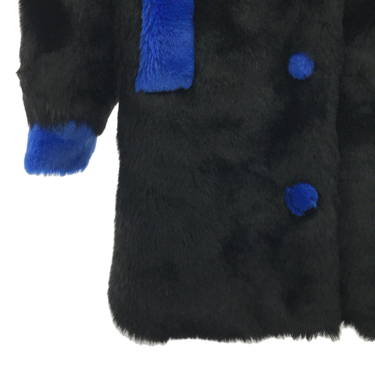 PAMEO POSE | Round Collar Bicolor Coat | F | Black/Blue | Women's