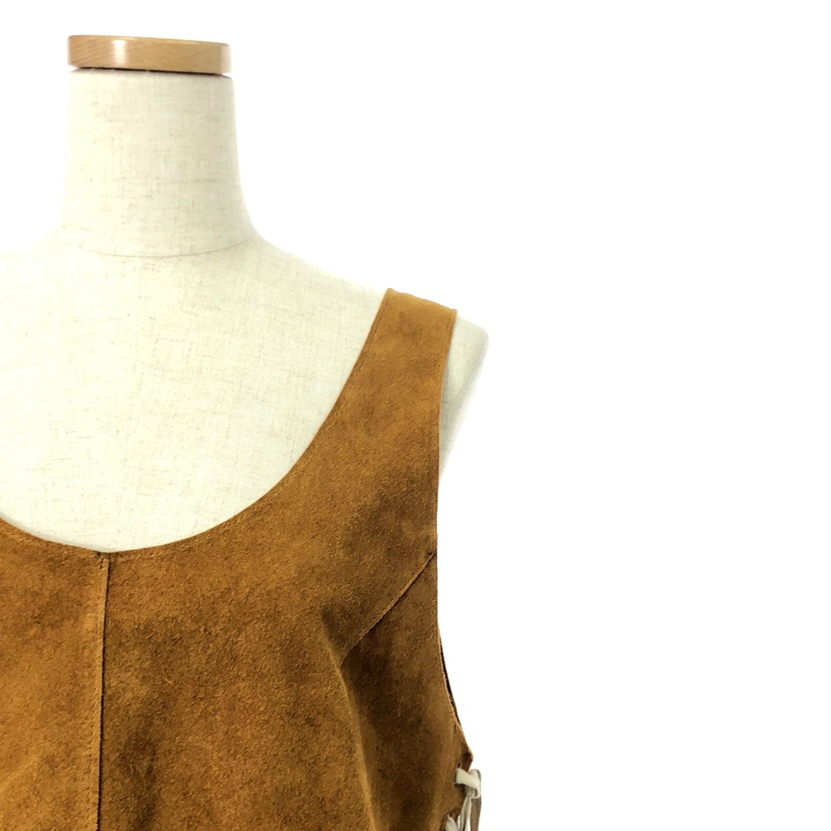 [Good Condition] NOWOS | Suede Leather Sleeveless Dress | S | Brown | Women's