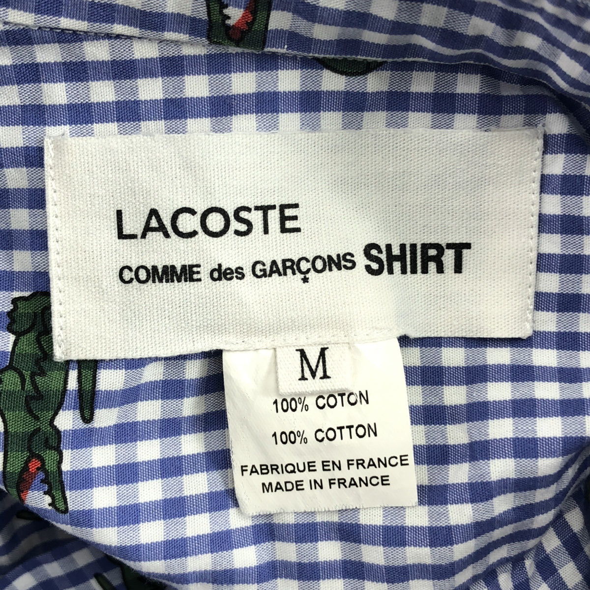 COMME des GARÇONS 襯衫 | 2023 秋冬系列 | x LACOSTE / Lacoste 格紋印花襯衫 | M 碼 | 男款