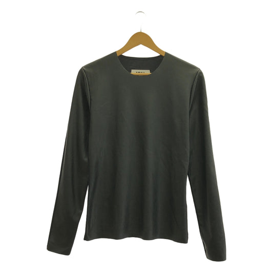 MM6 Maison Margiela / エムエムシックスメゾンマルジェラ | 2023AW | フェイクレザー切替 ストレッチ ナイロン カットソー | S | ブラック | レディース