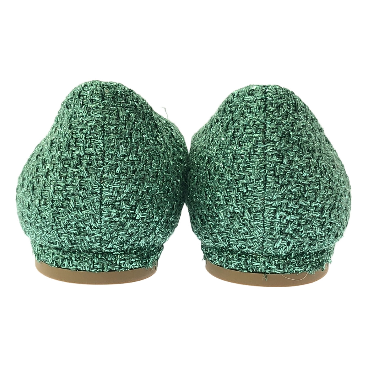 【미품】 PIPPICHIC / 핏피식 | ANNA V JEWERLY 20 / 비쥬 장식 플랫 슈즈 | 38 | green lame | 여성