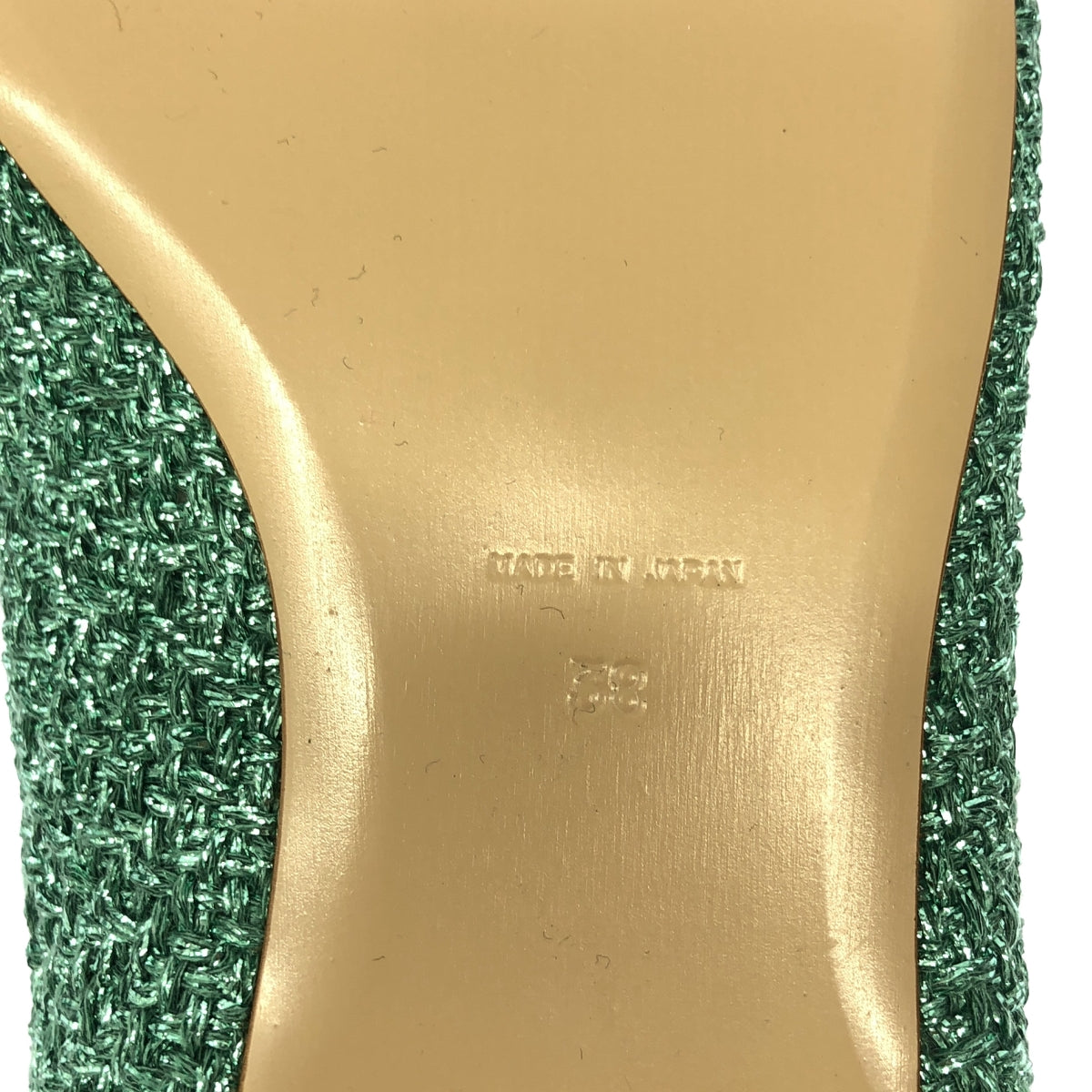【美品】  PIPPICHIC / ピッピシック | ANNA V JEWERLY 20 / ビジュー装飾 フラットシューズ | 38 | green lame | レディース