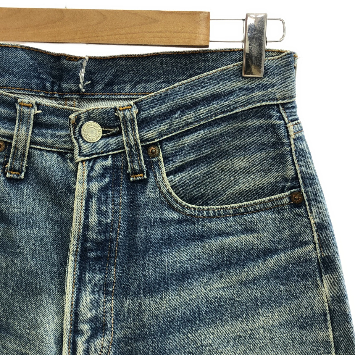 Levi's / 리바이스 | 80s 빈티지 501 66 후기 버튼 뒷면 6 세르비치 데님 바지 | W30 L36 | 인디고 | 남성