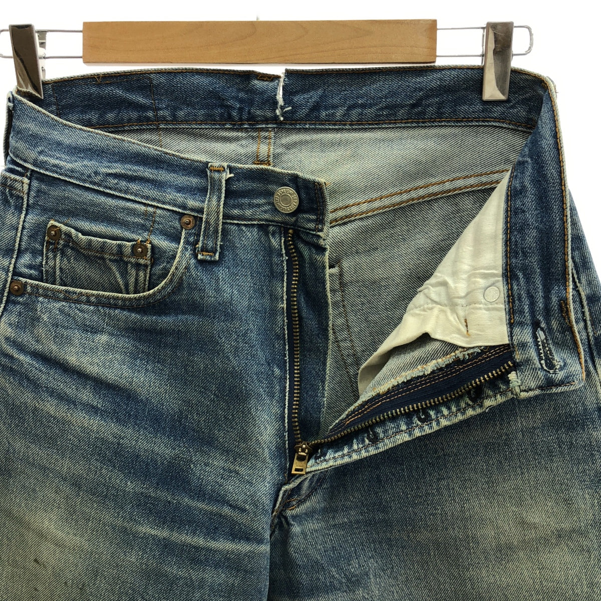 Levi's / 리바이스 | 80s 빈티지 501 66 후기 버튼 뒷면 6 세르비치 데님 바지 | W30 L36 | 인디고 | 남성