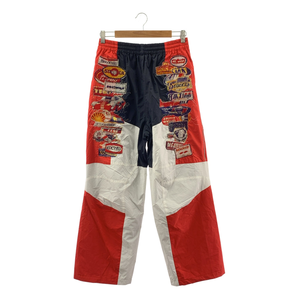 雙排扣運動褲 | 2024春夏 | 雙排扣刺繡貼片運動褲 | 刺繡抽繩休閒褲 | S碼 | 男士