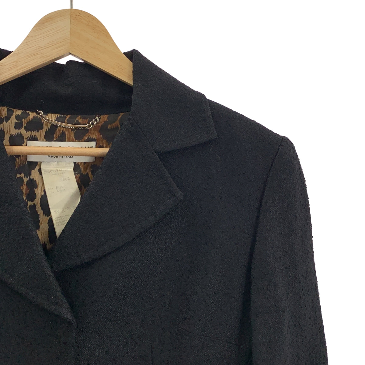 D&G DOLCE&GABBANA / ディーアンドジー | レオパード裏地 テーラード ジャケット | 38 | ブラック | レディース