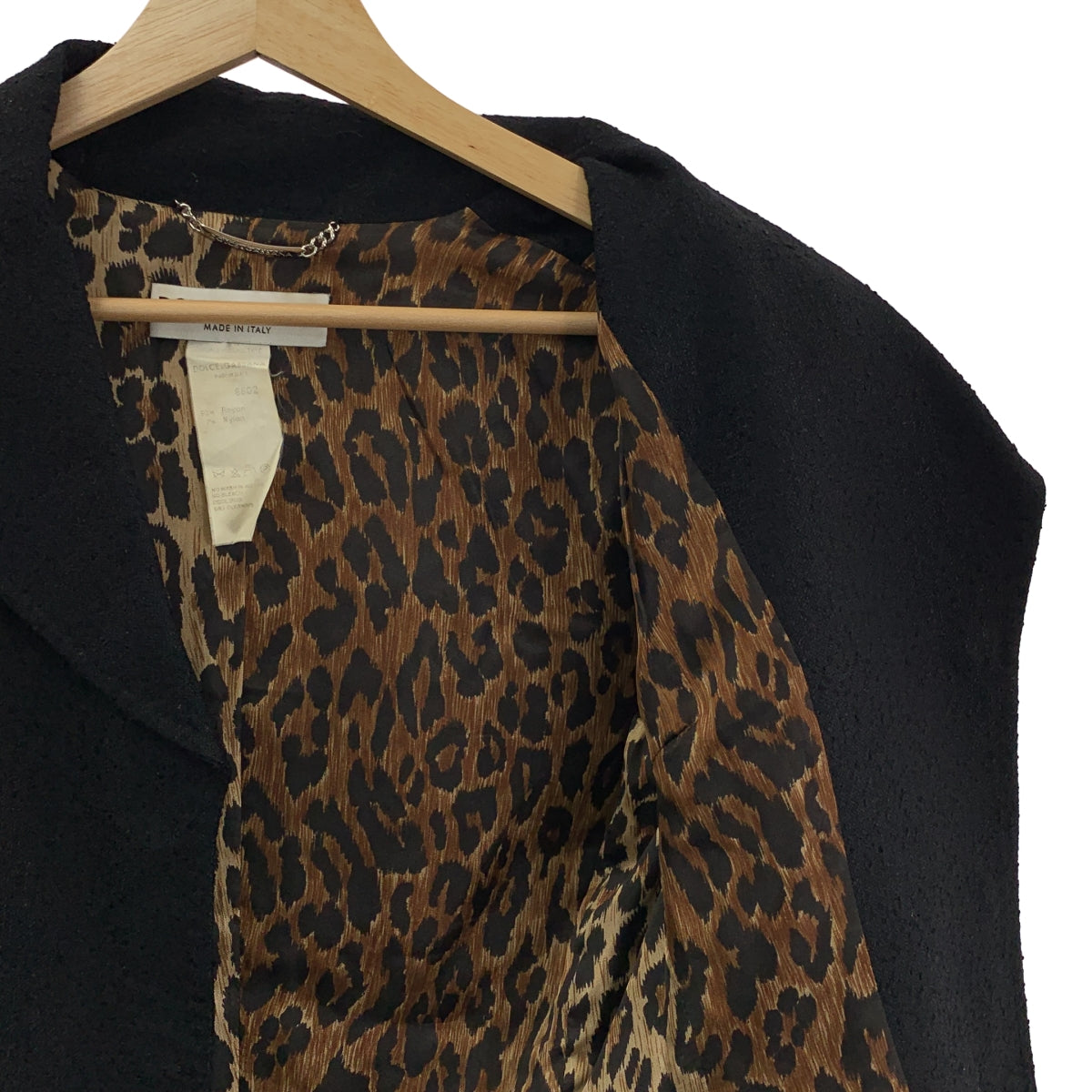 D&G DOLCE&GABBANA / ディーアンドジー | レオパード裏地 テーラード ジャケット | 38 | ブラック | レディース