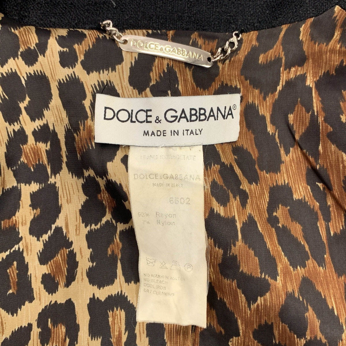 D&amp;G DOLCE&amp;GABBANA / 디앤지 | 레오파드 안감 테일러드 재킷 | 38 | 블랙 | 여성
