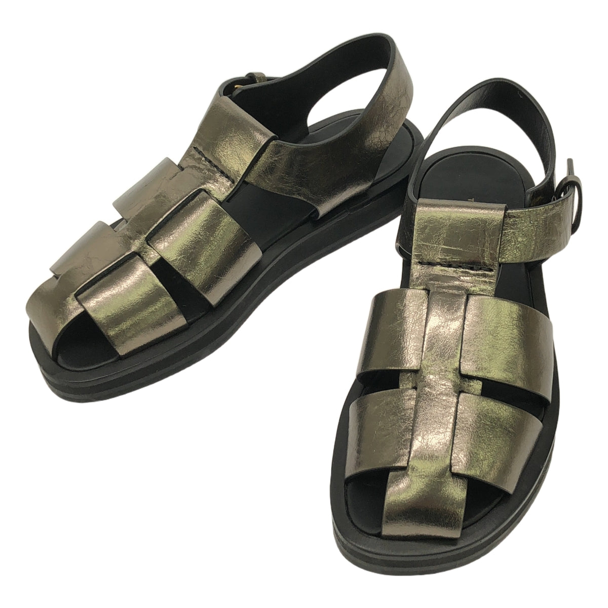 THE ROW / 자로우 | FISHERMAN FLAT SANDAL 피셔맨 샌들 | 36 1/2 | 그레이 메탈 | 여성