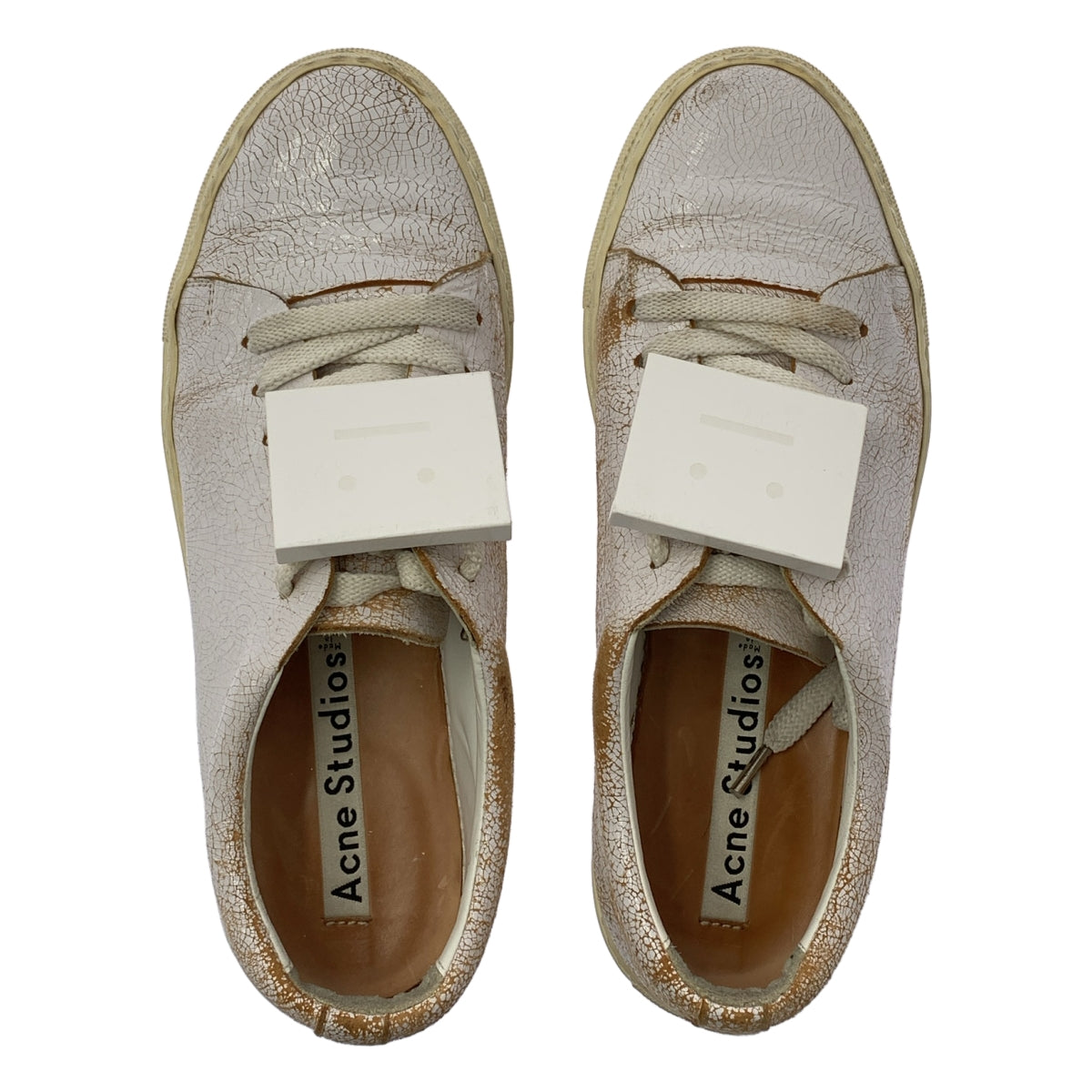 Acne Studios / 여드름 스튜디오 | 페이스 플레이트 균열 가죽 운동화 | 38 |