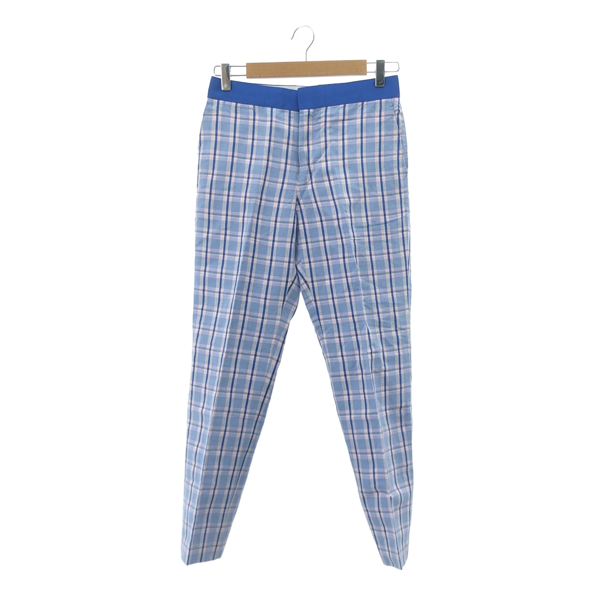 【美品】  Drawer / ドゥロワー | ナナコ織チェックベーシックパンツ | 36 | ブルー系 | レディース