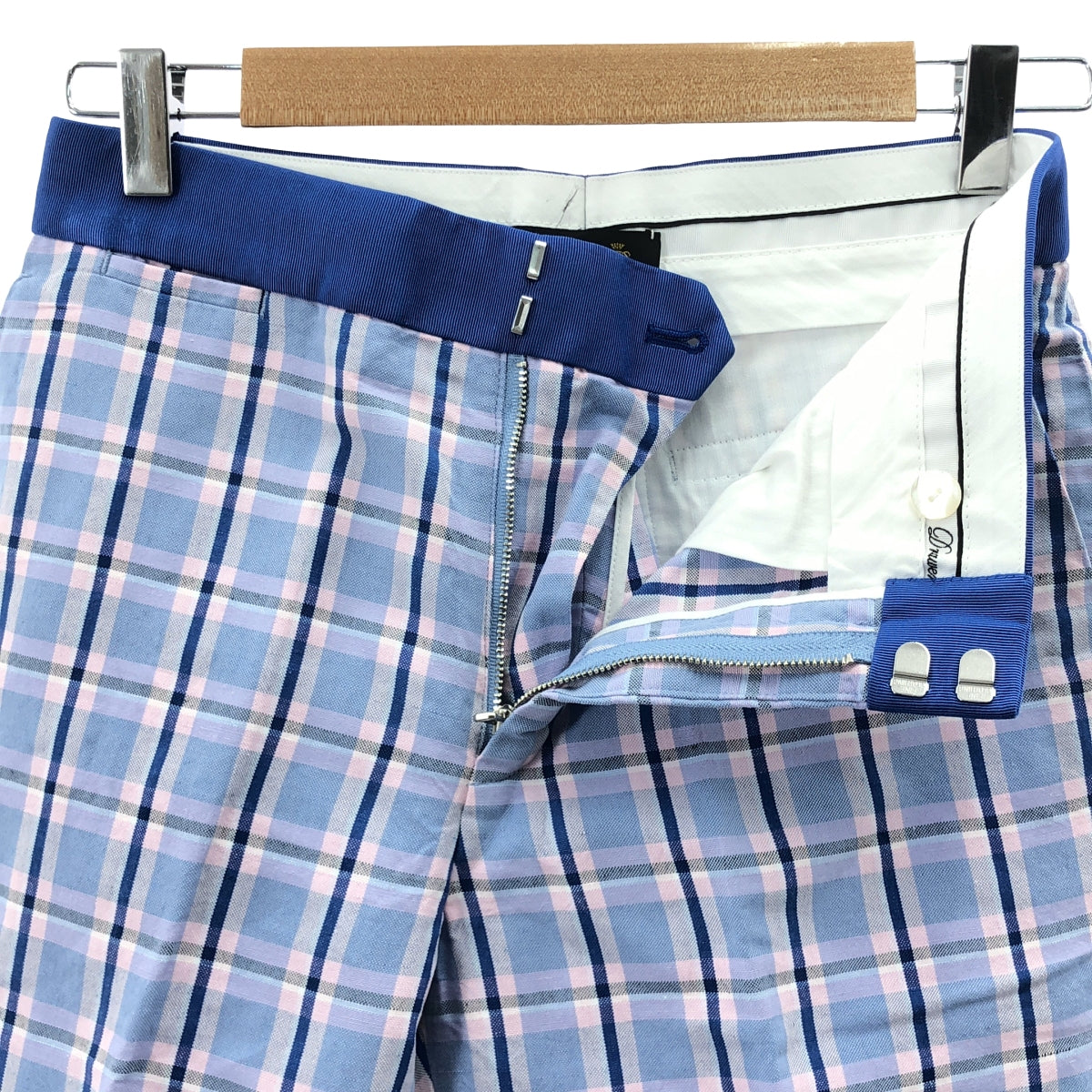 【美品】  Drawer / ドゥロワー | ナナコ織チェックベーシックパンツ | 36 | ブルー系 | レディース