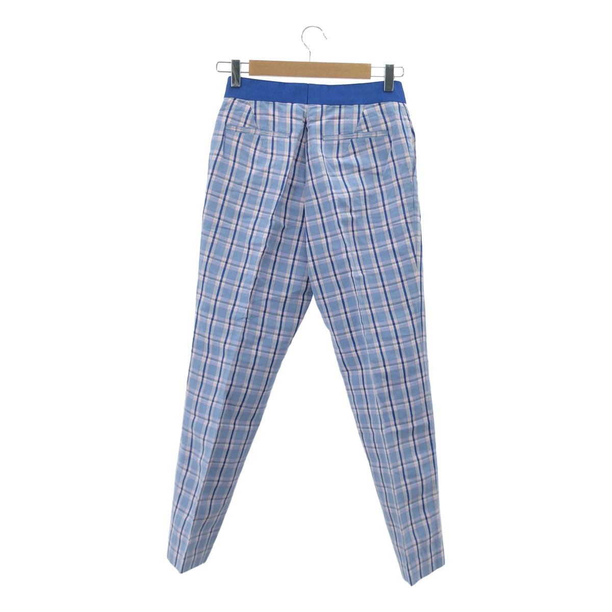 【美品】  Drawer / ドゥロワー | ナナコ織チェックベーシックパンツ | 36 | ブルー系 | レディース