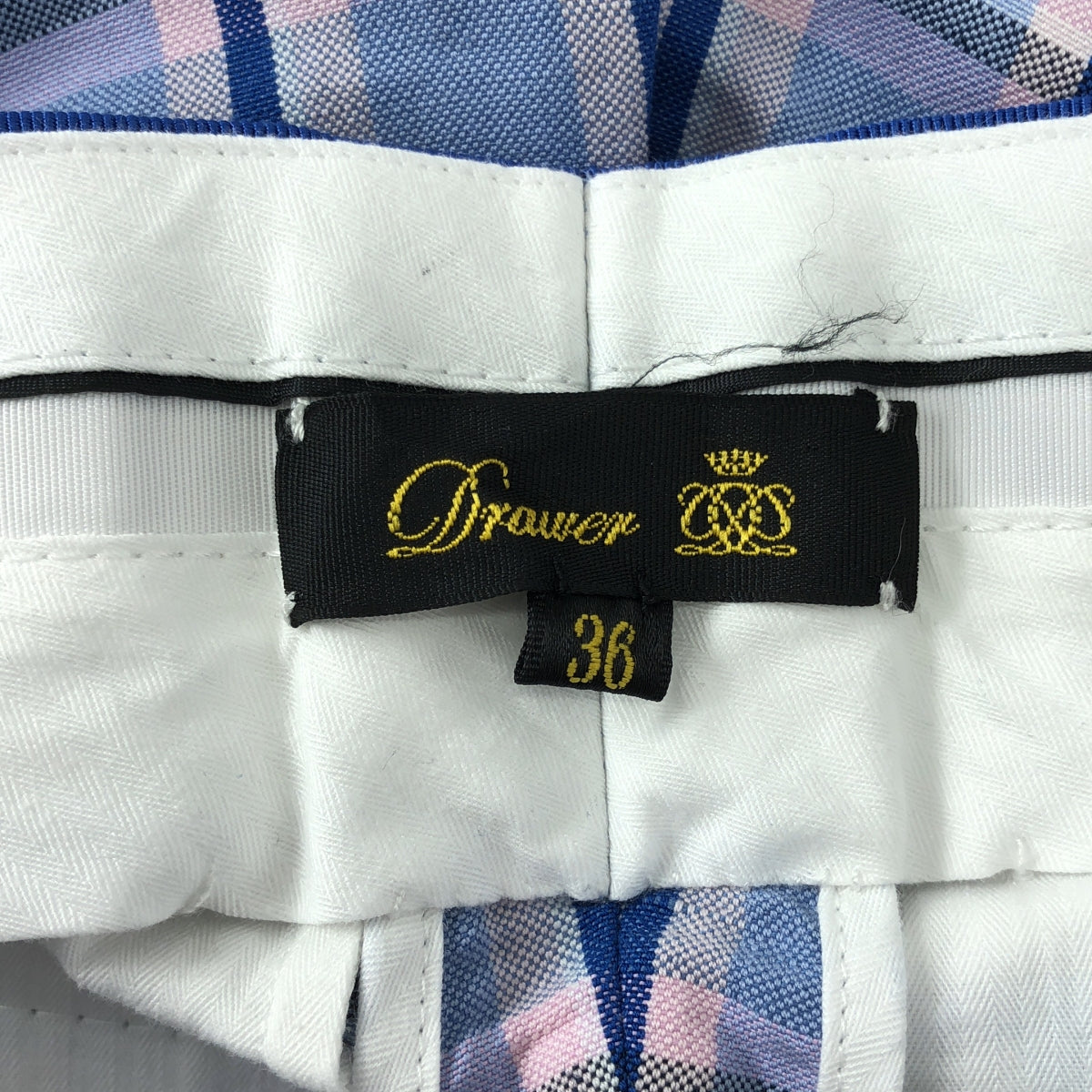 【美品】  Drawer / ドゥロワー | ナナコ織チェックベーシックパンツ | 36 | ブルー系 | レディース