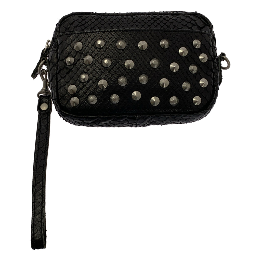 JUNYA WATANABE COMME des GARCONS / 준야와타나베 | 2017SS | 뱀 가죽 파이썬 가죽 스터드 장식 핸드백 파우치 | 블랙 | 여성