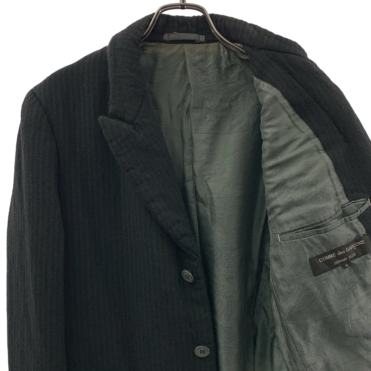 COMME des GARCONS HOMME PLUS / コムデギャルソンオムプリュス | 1999AW | ウール ストライプ 中綿 テーラードジャケット | S | ブラック | メンズ