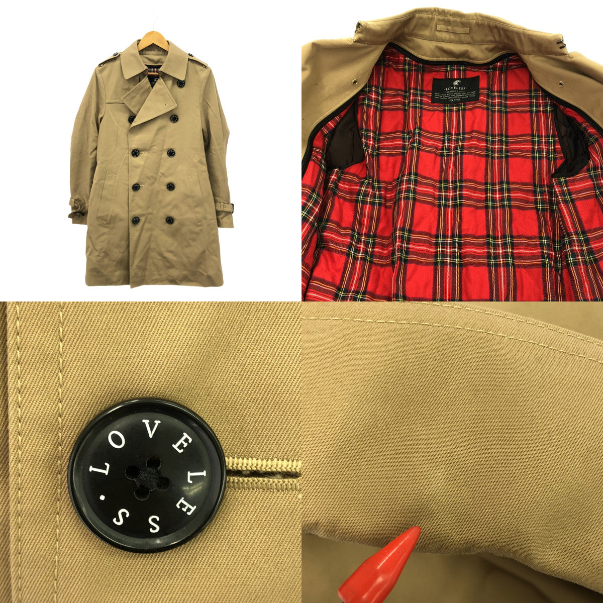 LOVELESS / 러블리스 | 탈착 가능 라이너가있는 벨티드 오버 트렌치 코트 | S | 베이지계 | 남성