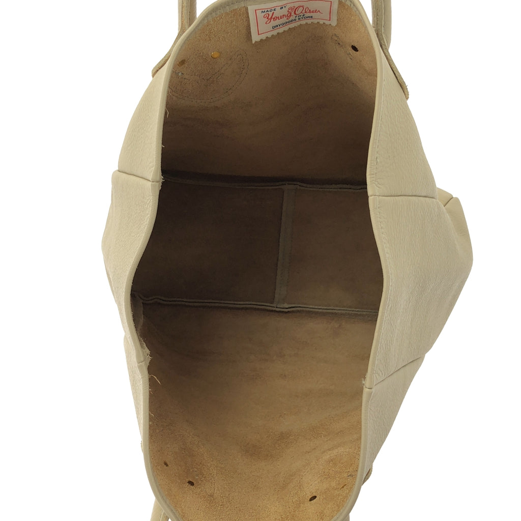 YOUNG&OLSEN / ヤングアンドオルセン | EMBOSSED LEATHER レザー トートバッグ | ベージュ | レディース