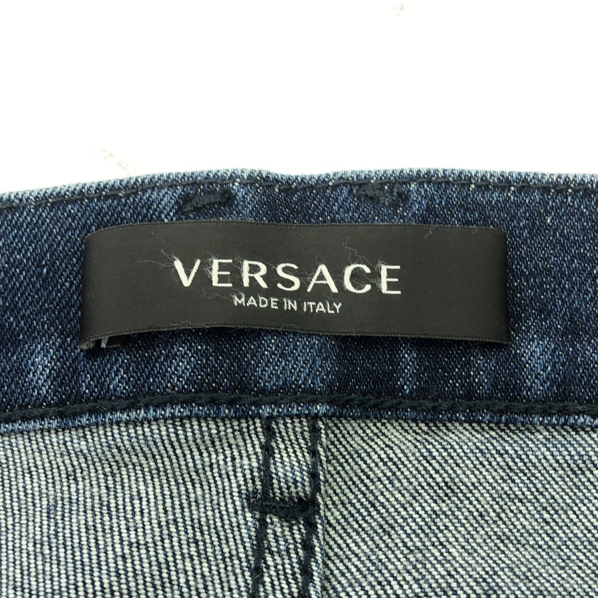 Gianni Versace / ジャンニヴェルサーチ | ダメージ加工 メデューサパッチ デニムパンツ | 32 | インディゴ | メンズ