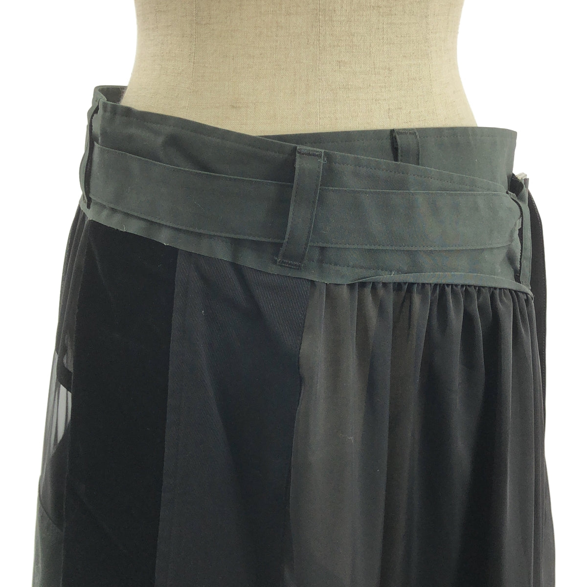 sacai / サカイ | パッチワーク シアー フレア ラップ スカート | 3 | ブラック | レディース