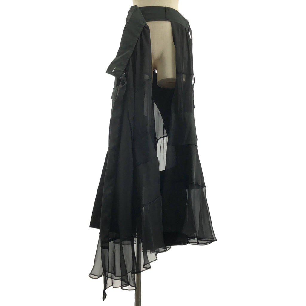 sacai / サカイ | パッチワーク シアー フレア ラップ スカート | 3 | ブラック | レディース