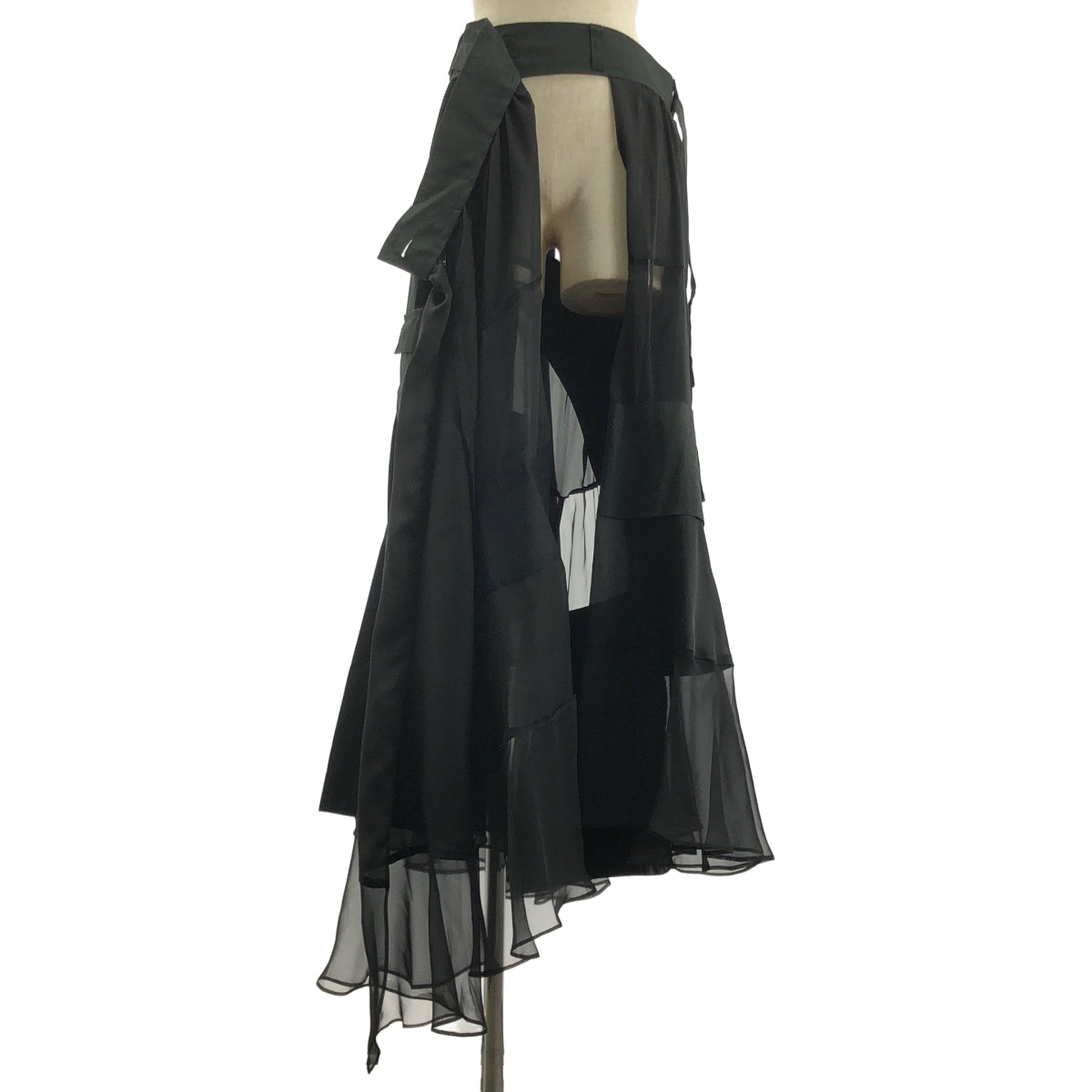 sacai / サカイ | パッチワーク シアー フレア ラップ スカート | 3 | ブラック | レディース