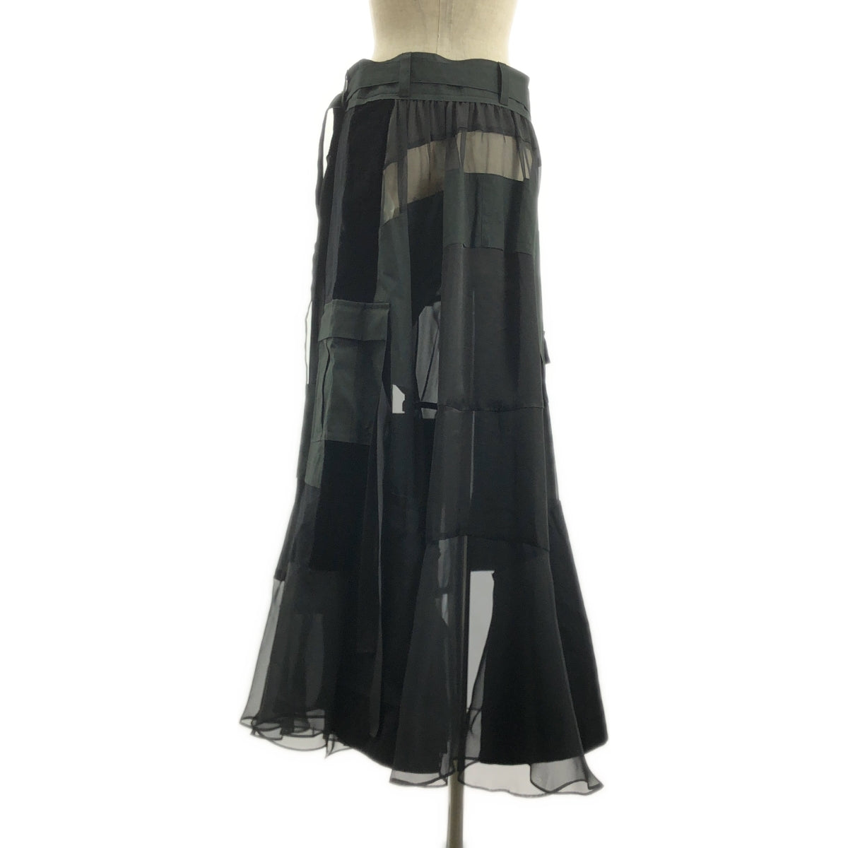sacai / サカイ | パッチワーク シアー フレア ラップ スカート | 3 | ブラック | レディース