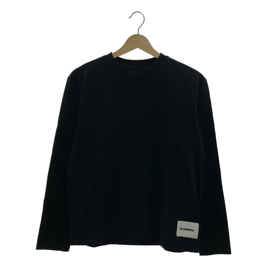 JIL SANDER+ / 질산더 플러스 | 로고 패치가있는 크루 넥 유기농 코튼 롱 슬리브 티셔츠 |
