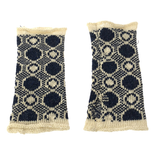 【新品】  OLUBIYI THOMAS / オルヴィトーマス | 2022AW | wool wrist warmers gloves ウール ジャガード フィンガーレスグローブ アームウォーマー | ネイビー