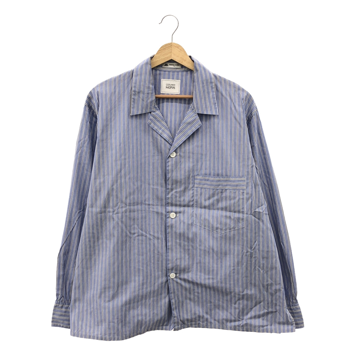 [Good Condition] UNITED ARROWS &amp; SONS / United Arrows and Sons | THOMAS MASON Thomas Mason Striped Open Collar Pajama Shirt | M | Blue | Men's