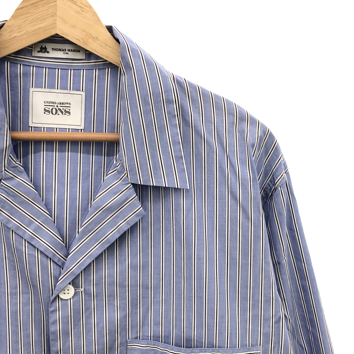 [Good Condition] UNITED ARROWS &amp; SONS / United Arrows and Sons | THOMAS MASON Thomas Mason Striped Open Collar Pajama Shirt | M | Blue | Men's