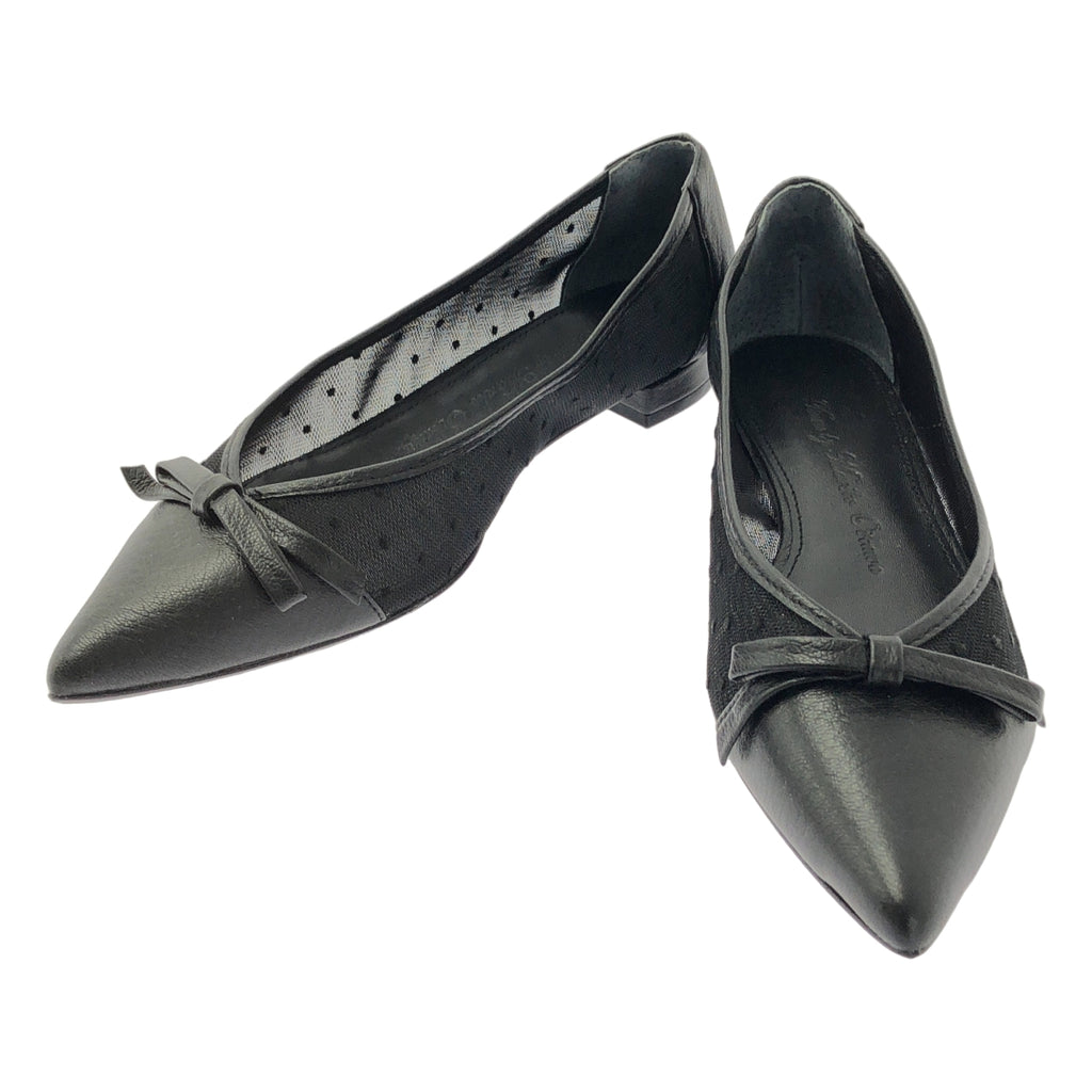 【新品】TSURU by Mariko Oikawa | 尖頭網眼圓點高跟鞋 | 34碼 | 黑色 | 女款