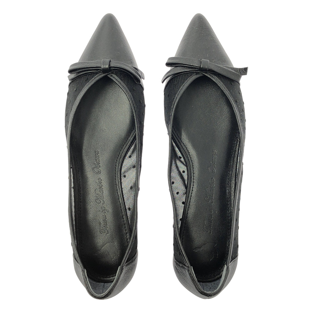 【新品】TSURU by Mariko Oikawa | 尖頭網眼圓點高跟鞋 | 34碼 | 黑色 | 女款