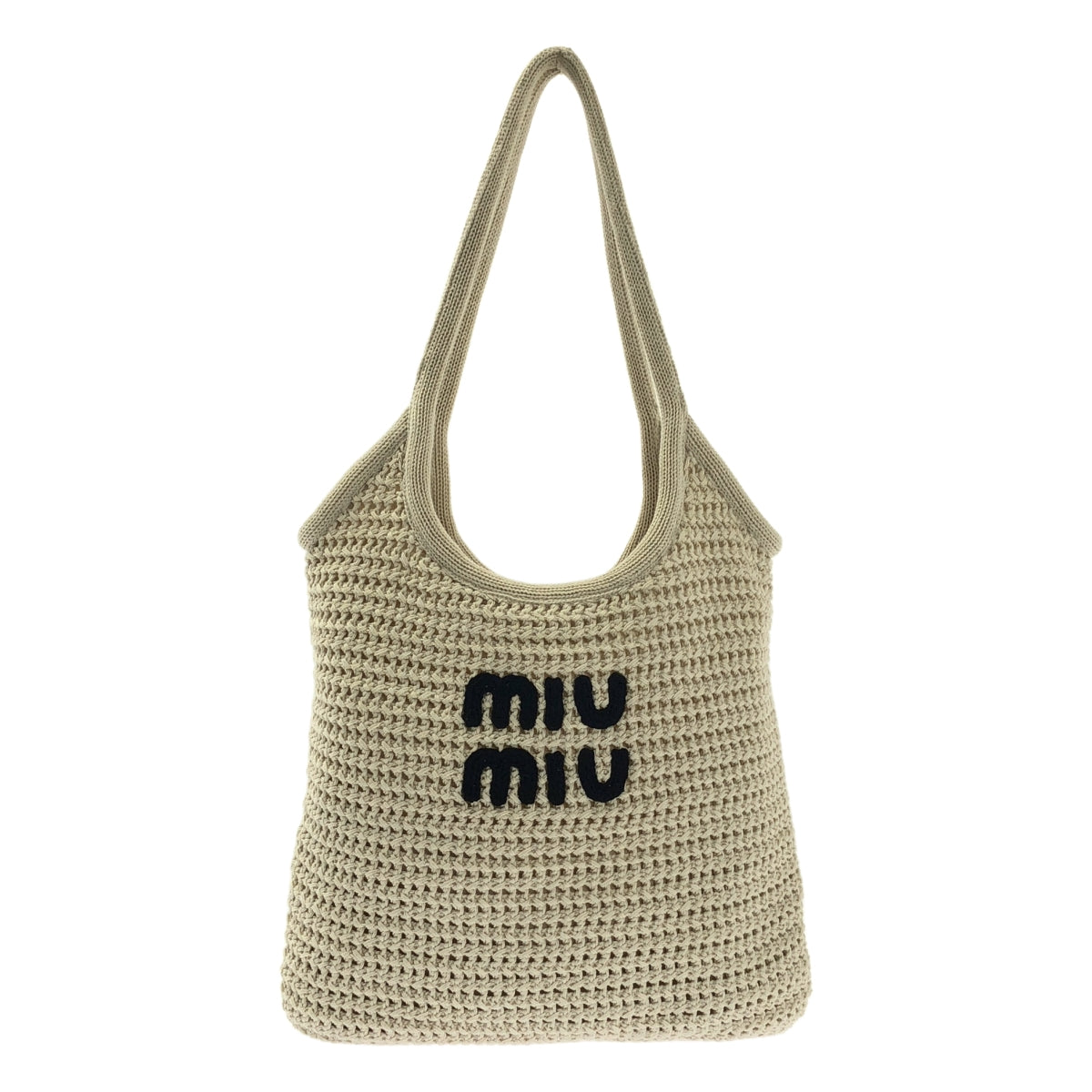 [狀況極佳] Miu Miu | 常春藤拉菲草效果手提包 | 米色 | 女款