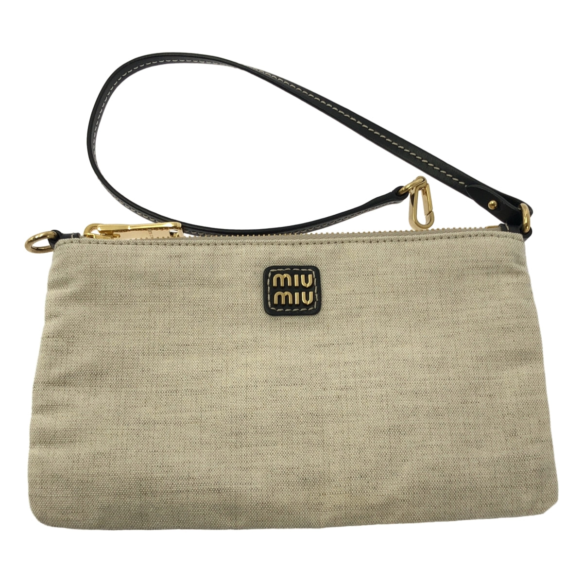 MIUMIU ミュウミュウ ラフィア ワイド トートバッグ miu ミュウミュウ トートバッグ ポーチ付き ラフィア風 ベージュ