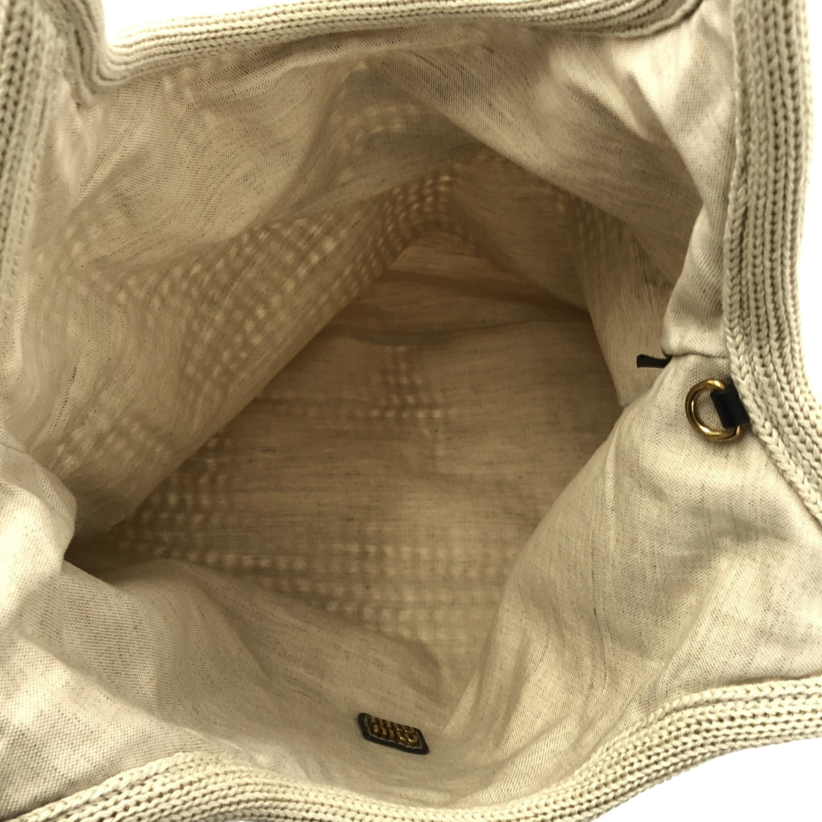 [狀況極佳] Miu Miu | 常春藤拉菲草效果手提包 | 米色 | 女款