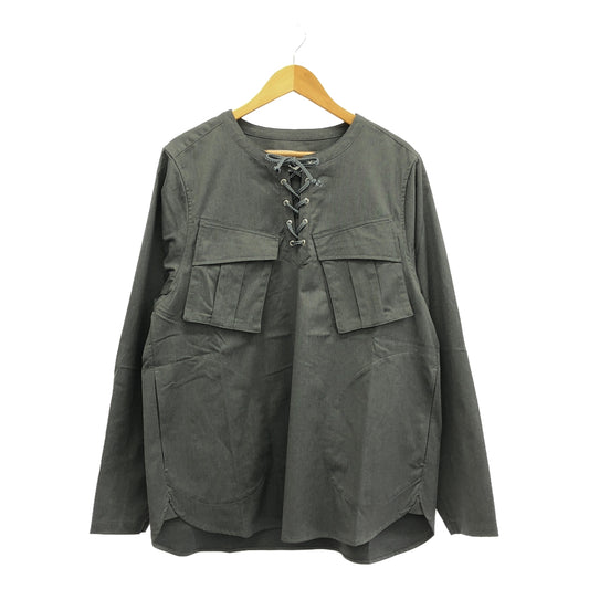 【新品】  prasthana / プラスターナ | lace up fatigue shirt / シャツ | M | グレー | メンズ