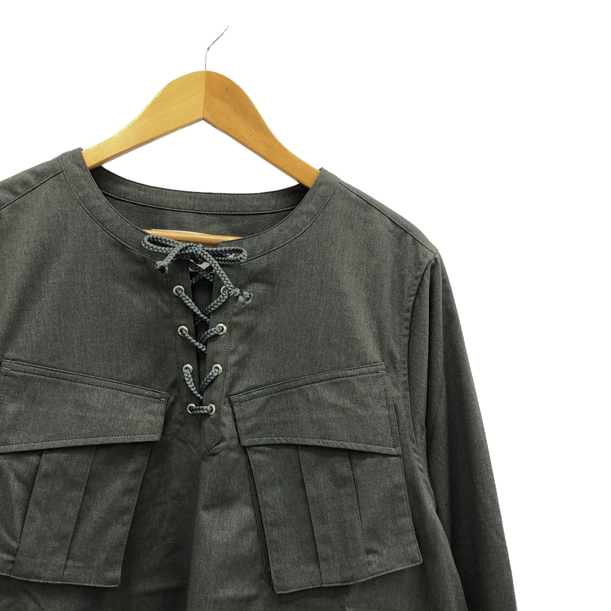 [New] prasthana / Prasthana | lace up fatigue shirt / shirt | M | Gray | Men's