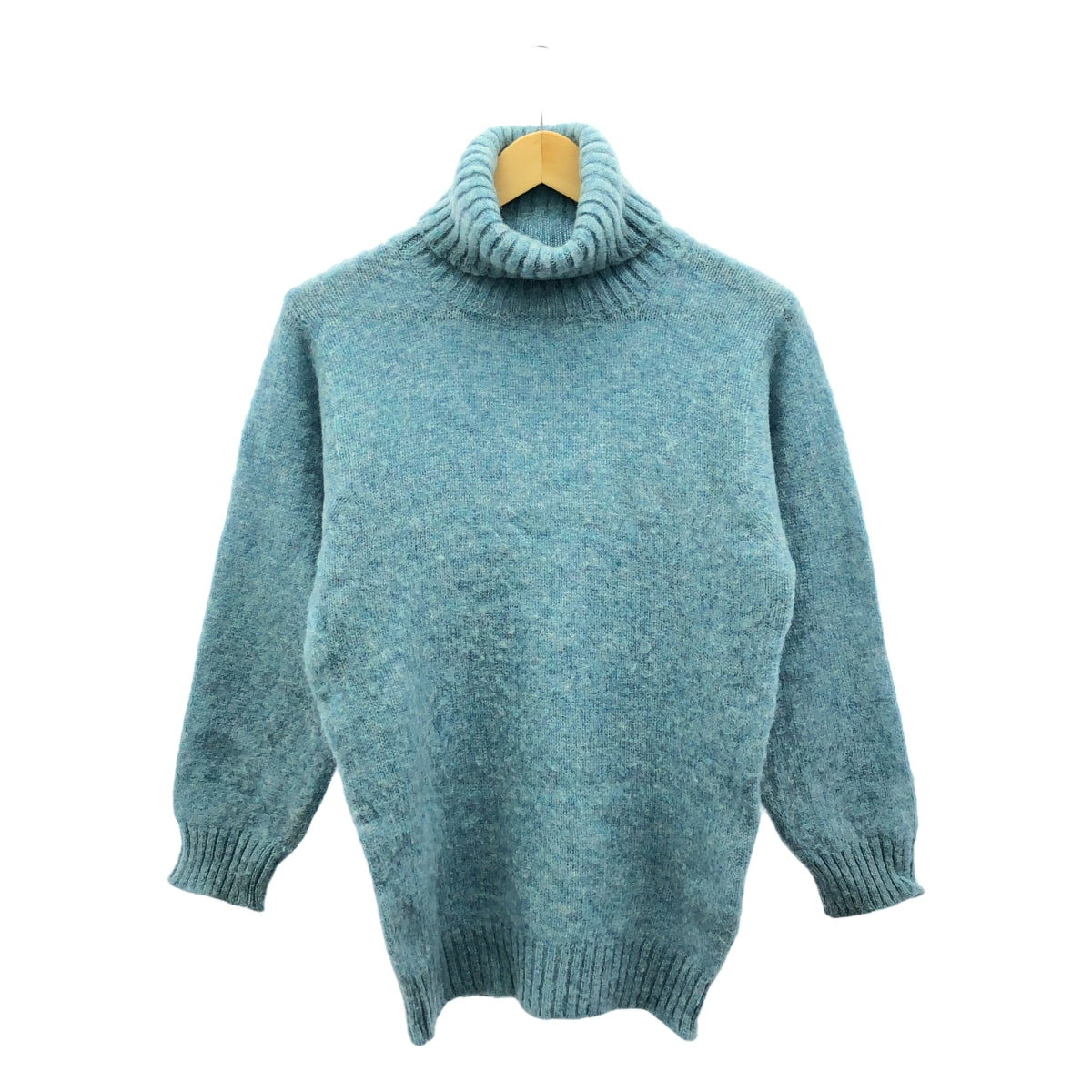 SHETLAND WOOLLEN Co. / シェットランドウーレン | ウール タートルネックニット | S | ライトブルー | レディース