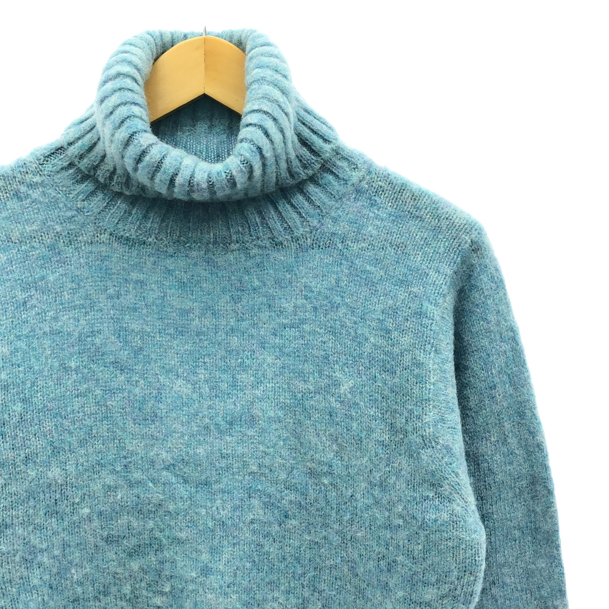 SHETLAND WOOLLEN Co. / シェットランドウーレン | ウール タートルネックニット | S | ライトブルー | レディース