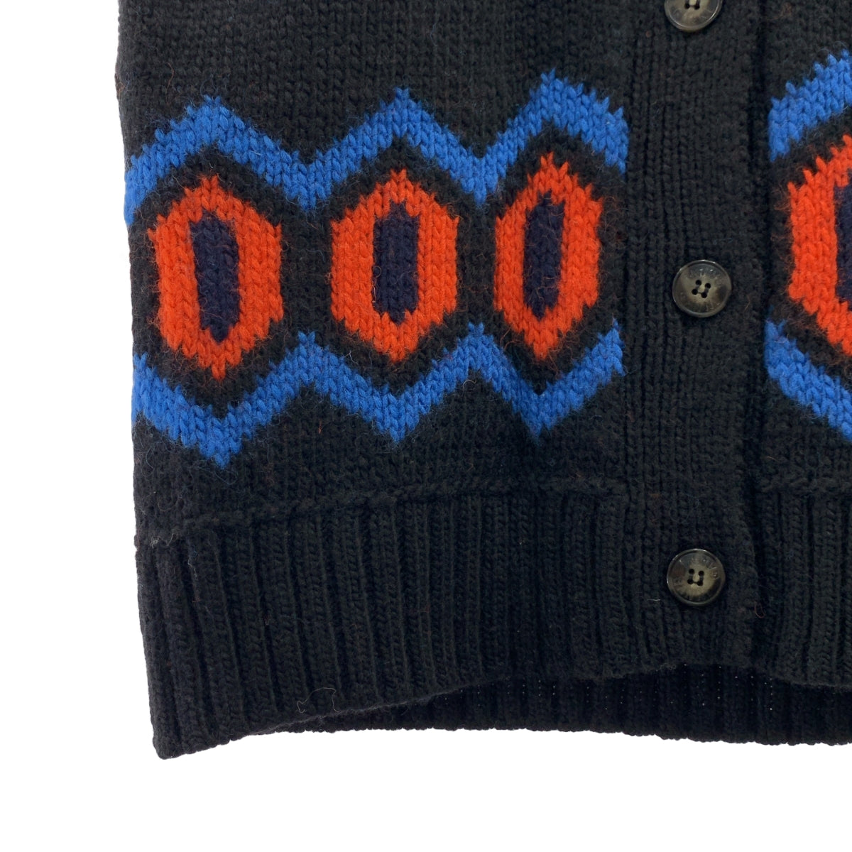 【美品】  Ganni / ガニー | Chunky Graphic wool vest ウール インターシャ ニット ベスト | ブラック/オレンジ/ブルー | レディース