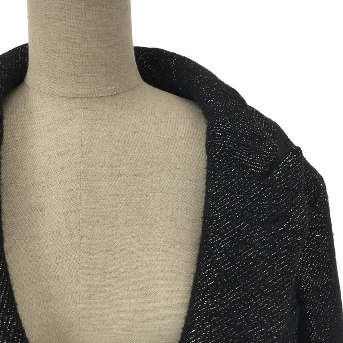 【新品】  COMME des GARCONS HOMME PLUS / コムデギャルソンオムプリュス | 2023AW | テーラーリングオブザアヴァンギャルド ウール縮絨 ラメ糸 フェイクファードッキング ロングジャケット コート | L | ブラック | メンズ