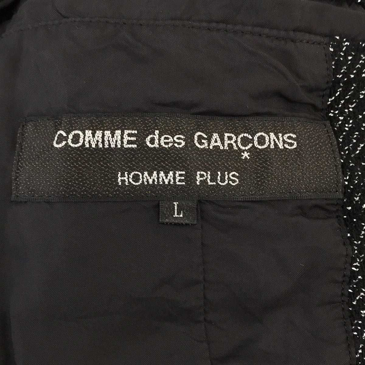 【新品】  COMME des GARCONS HOMME PLUS / コムデギャルソンオムプリュス | 2023AW | テーラーリングオブザアヴァンギャルド ウール縮絨 ラメ糸 フェイクファードッキング ロングジャケット コート | L | ブラック | メンズ