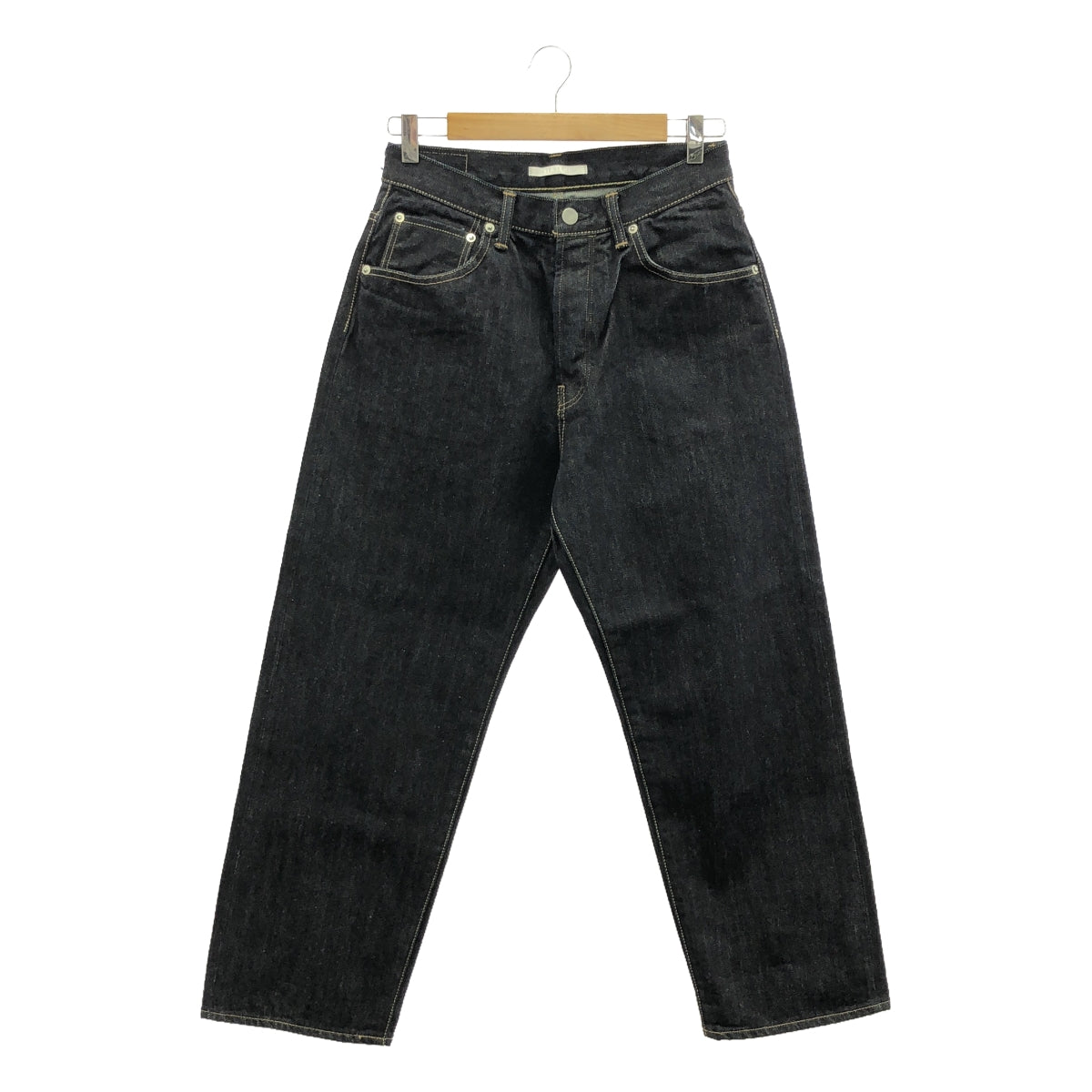 【美品】  HATSKI / ハツキ | レザーパッチ Wide Tapered Denim ワイド テーパード デニム パンツ | W0 | One Wash | レディース