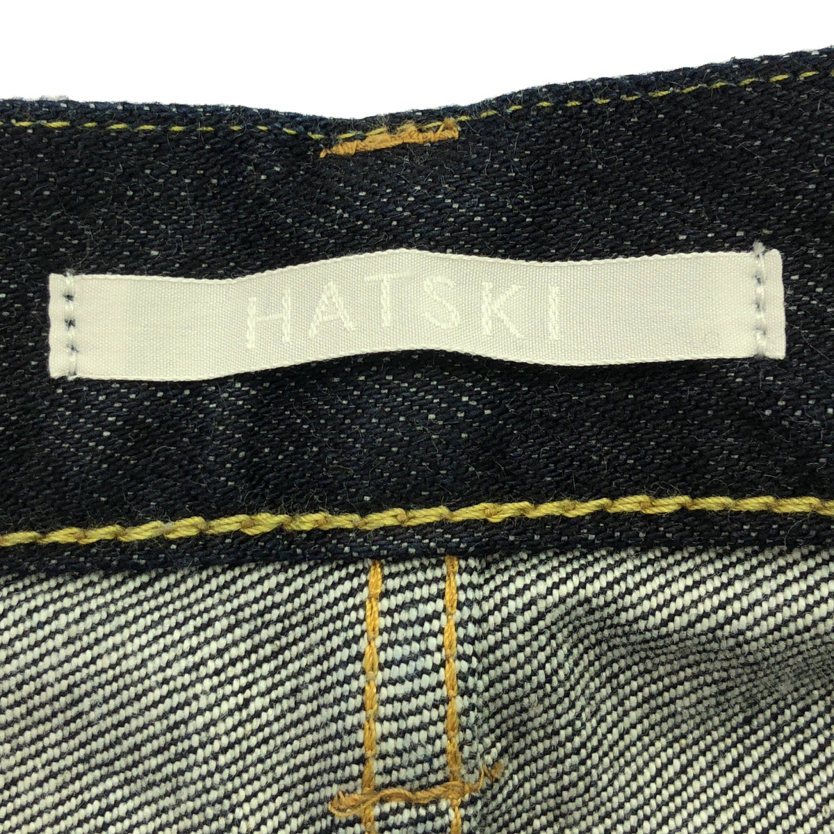 【美品】  HATSKI / ハツキ | レザーパッチ Wide Tapered Denim ワイド テーパード デニム パンツ | W0 | One Wash | レディース