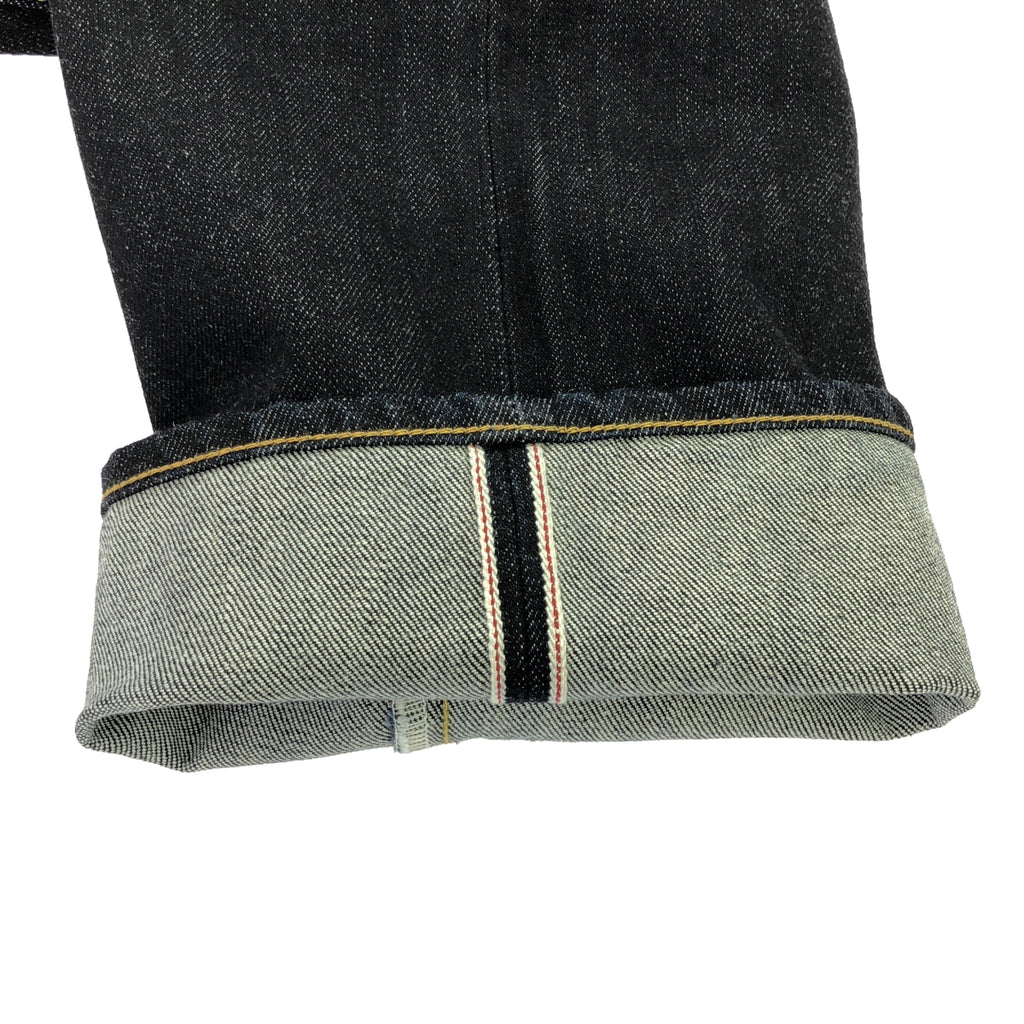 【미품】 HATSKI / 하츠키 | 가죽 패치 Wide Tapered Denim 와이드 테이퍼드 데님 팬츠 | W0 | One Wash | 여성