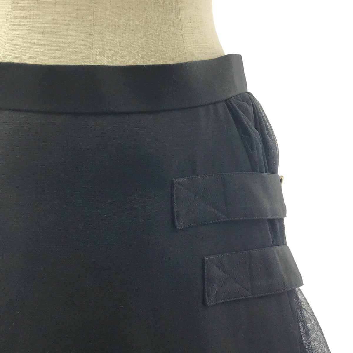 noir kei ninomiya / ノワールケイニノミヤ | 2019AW | チュール切替 サイドベルト ロングスカート | M | ブラック | レディース