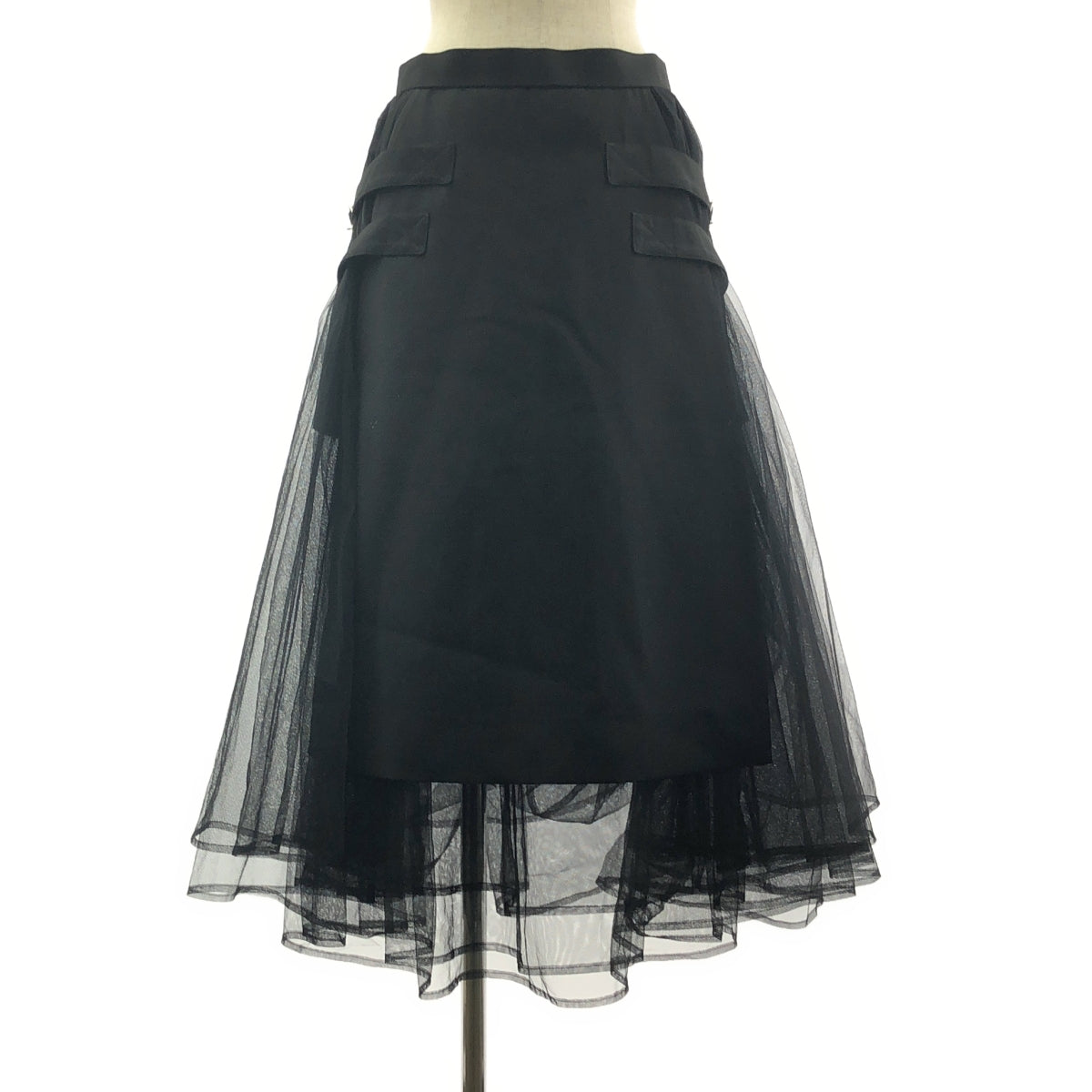 noir kei ninomiya / ノワールケイニノミヤ | 2019AW | チュール切替 サイドベルト ロングスカート | M | ブラック | レディース