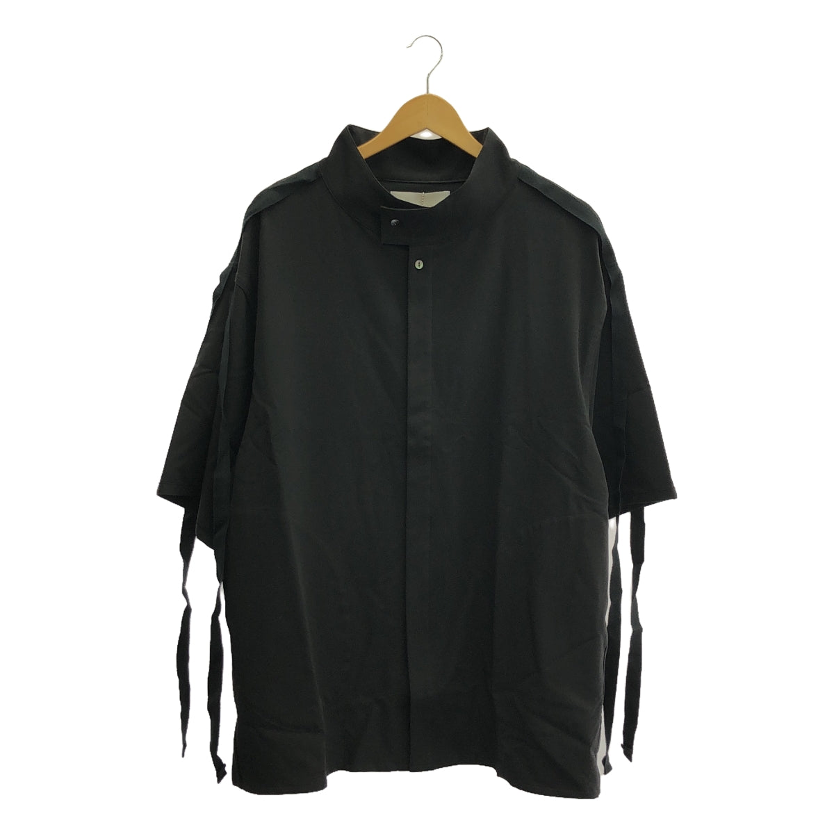 【신품】 prasthana / 프라스타나 | stand neck bigsleeve S / S shirt 반소매 셔츠 | M | 블랙 | 남성